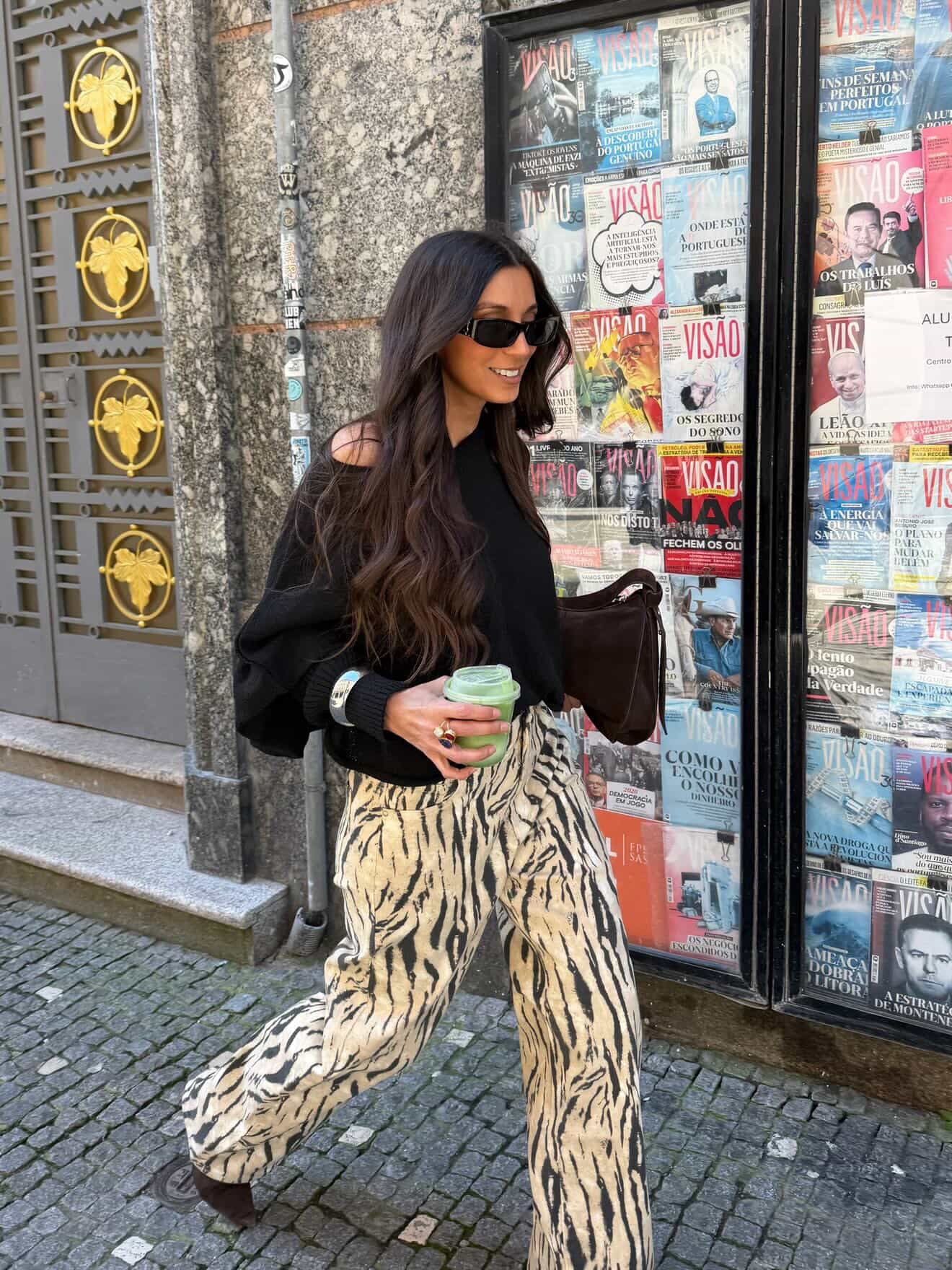 Zebra Print Wide Leg Pants