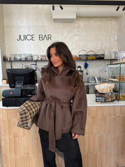 Milano Wool Belted Jacket in Brown - Shipping 15/12 to 19/12