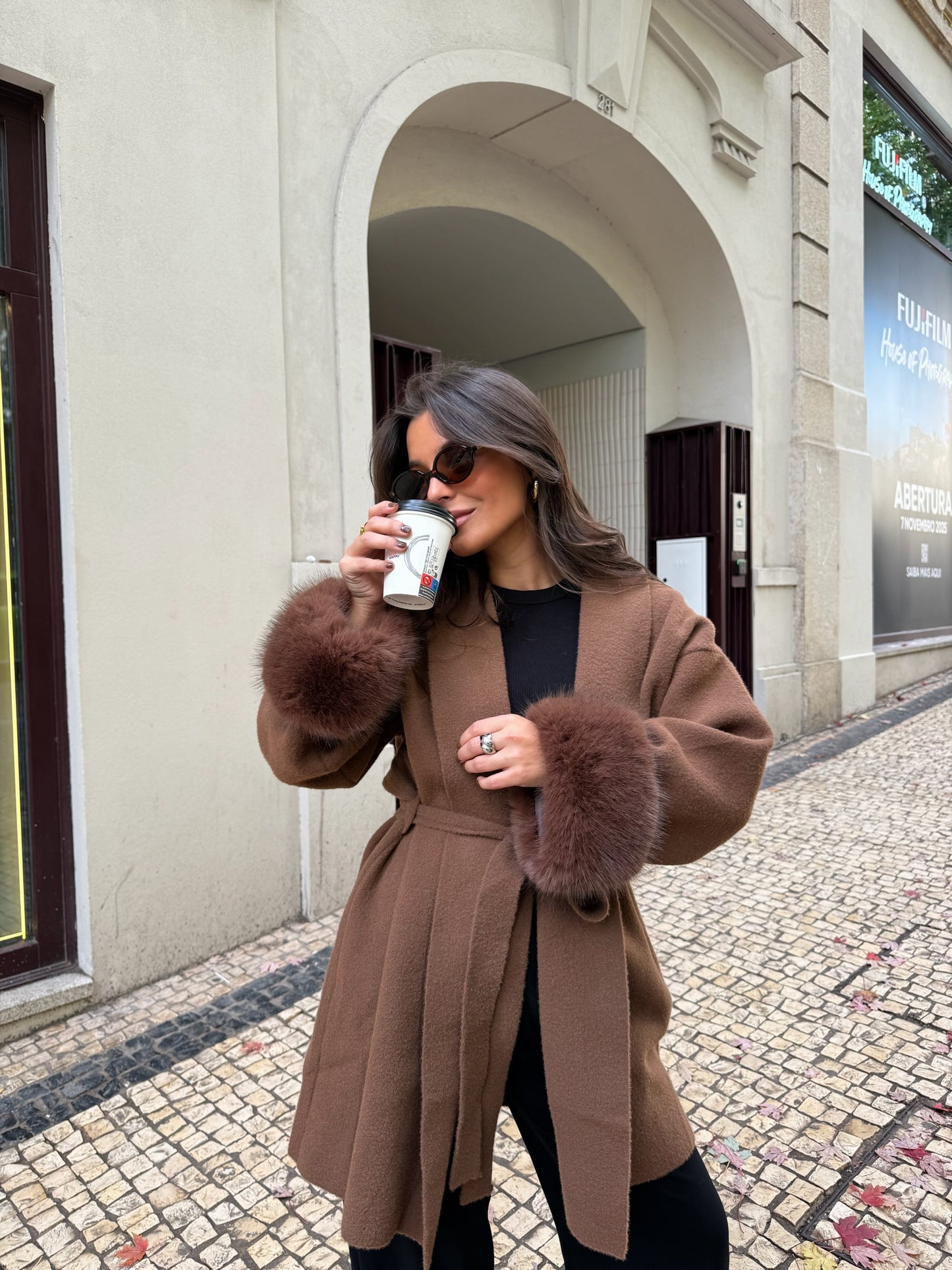 Caramel Coat with Fur