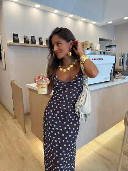 Mocha Dots Dress in Brown