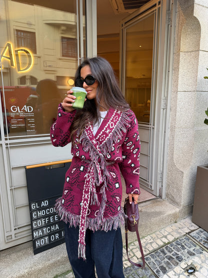 Bandana Long Jacket in Burgundy - Shipping/Envio 20/02