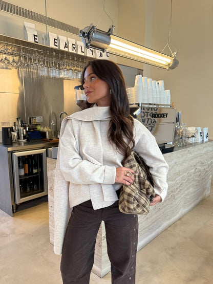 Knit Sweater with Scarf in Beige