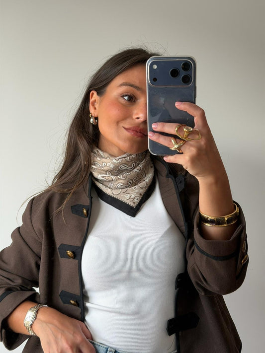 Bandana 100% Viscose Beige and Black