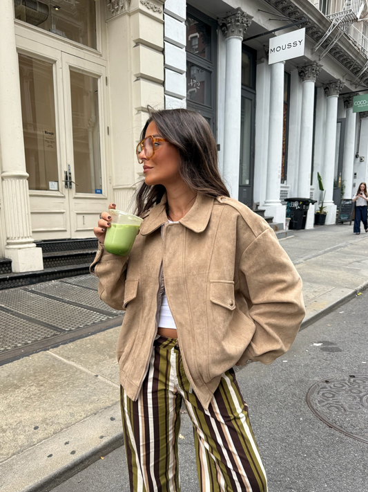 Cream Suede bomber