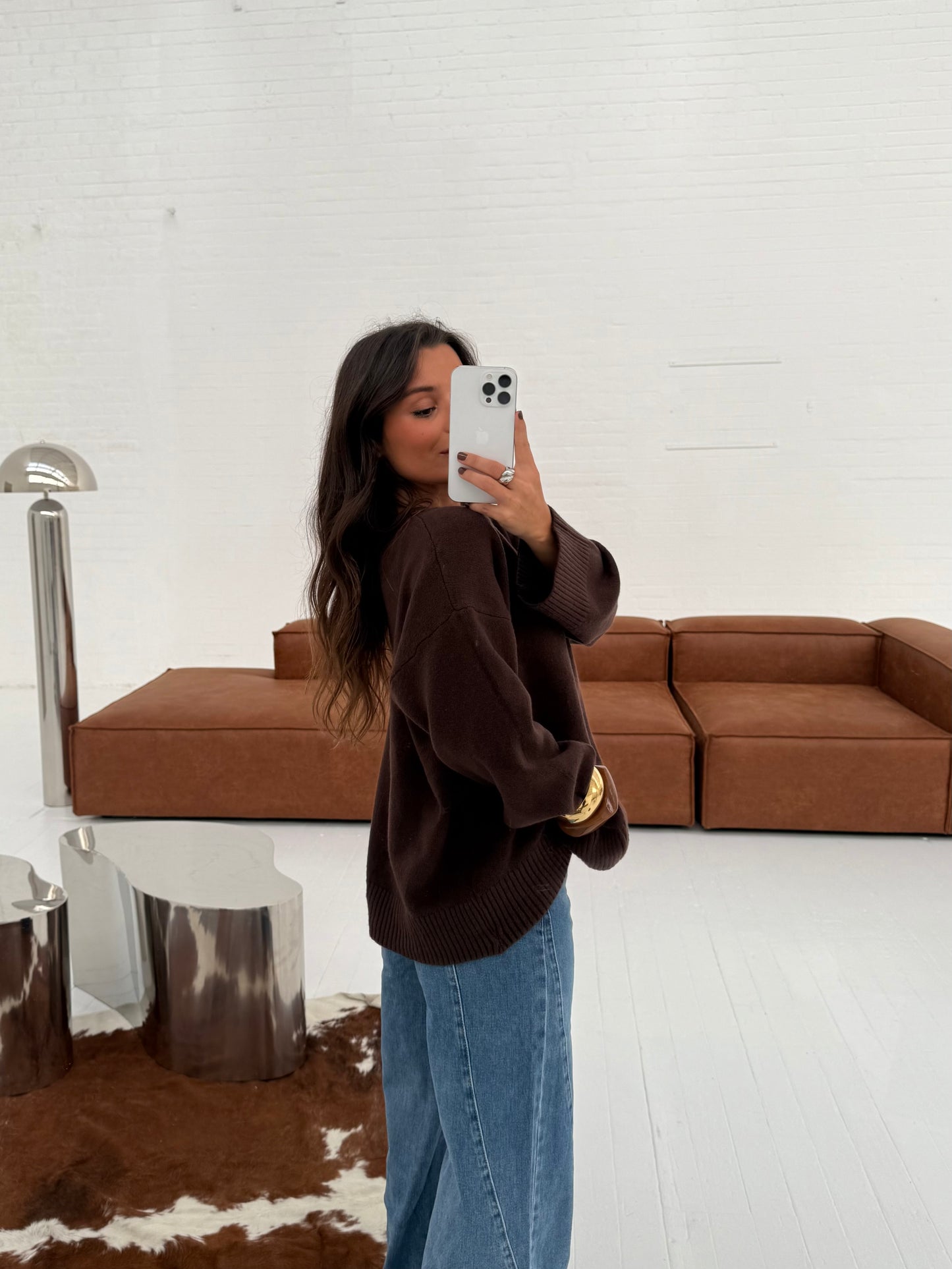 Soft Touch Knit Sweater in Brown