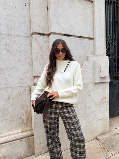 White Glitter Knit Cardigan With Buttons