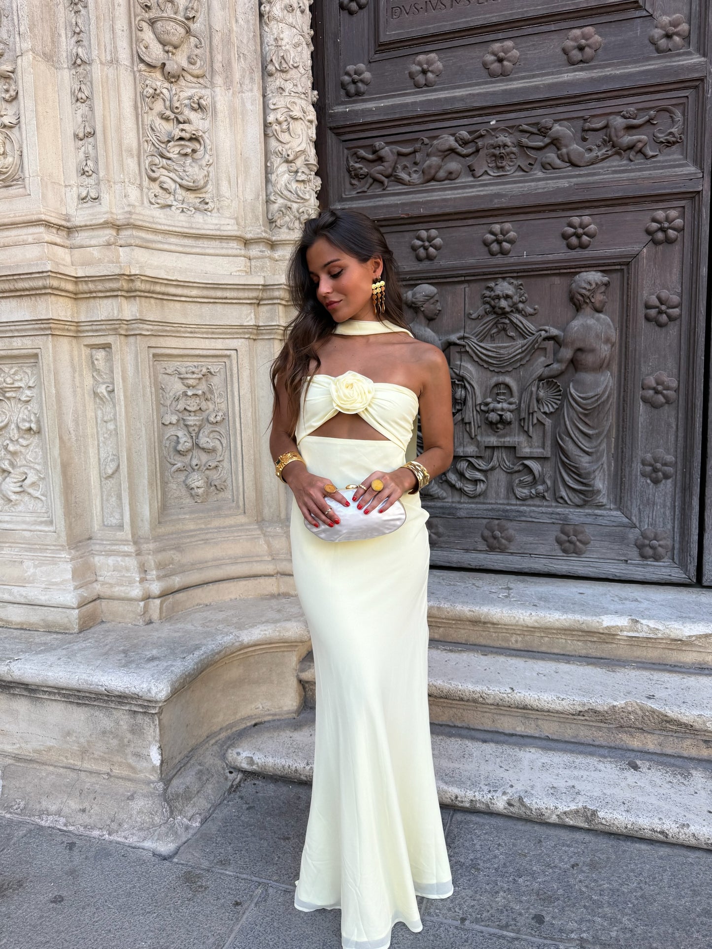 Pastel Yellow with Flower Dress