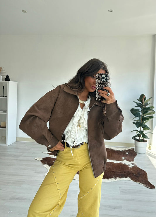 Oversized Brown Suede Effect Jacket