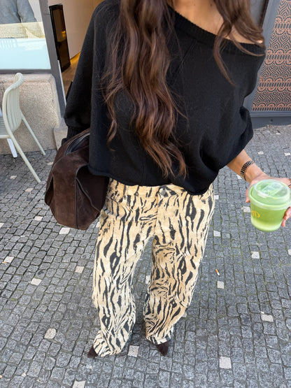 Zebra Print Wide Leg Pants