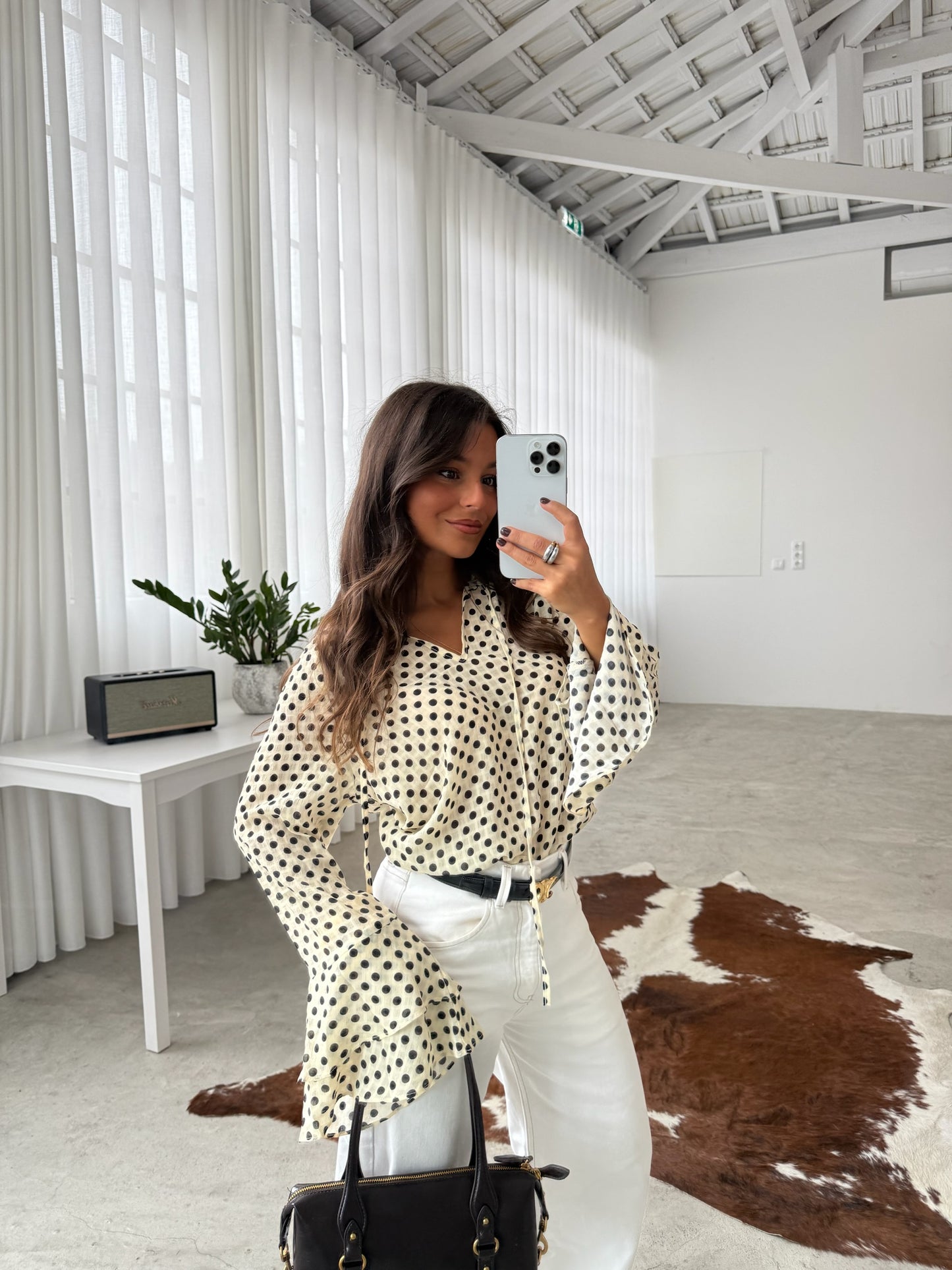Polka Dot Blouse in White