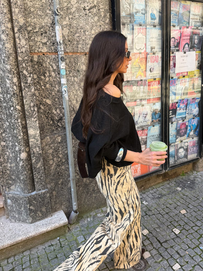 Zebra Print Wide Leg Pants