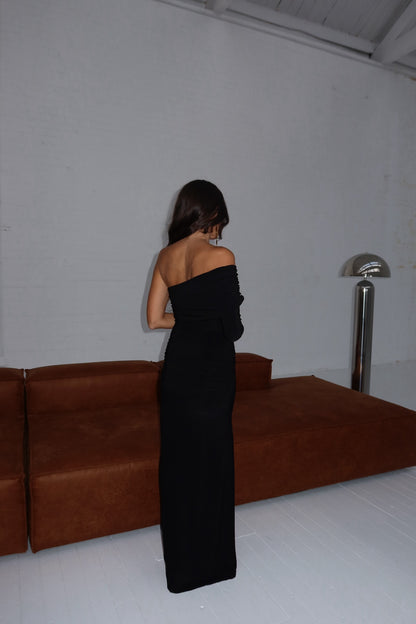 Cammy One Shoulder Dress in Black