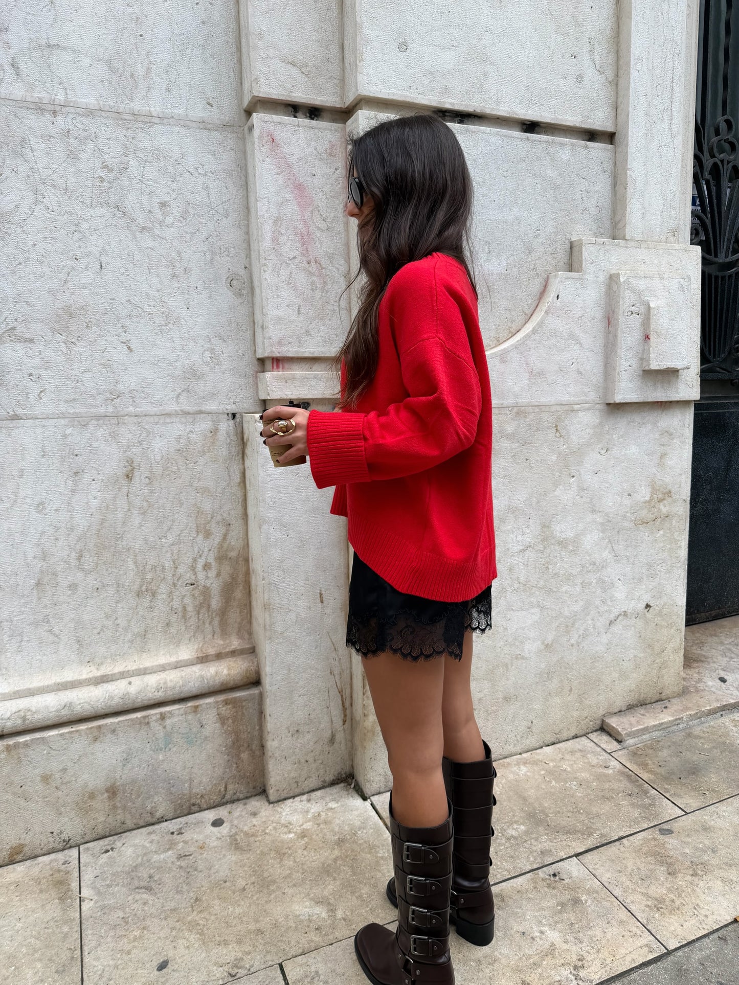 Soft Touch Knit Sweater in Red