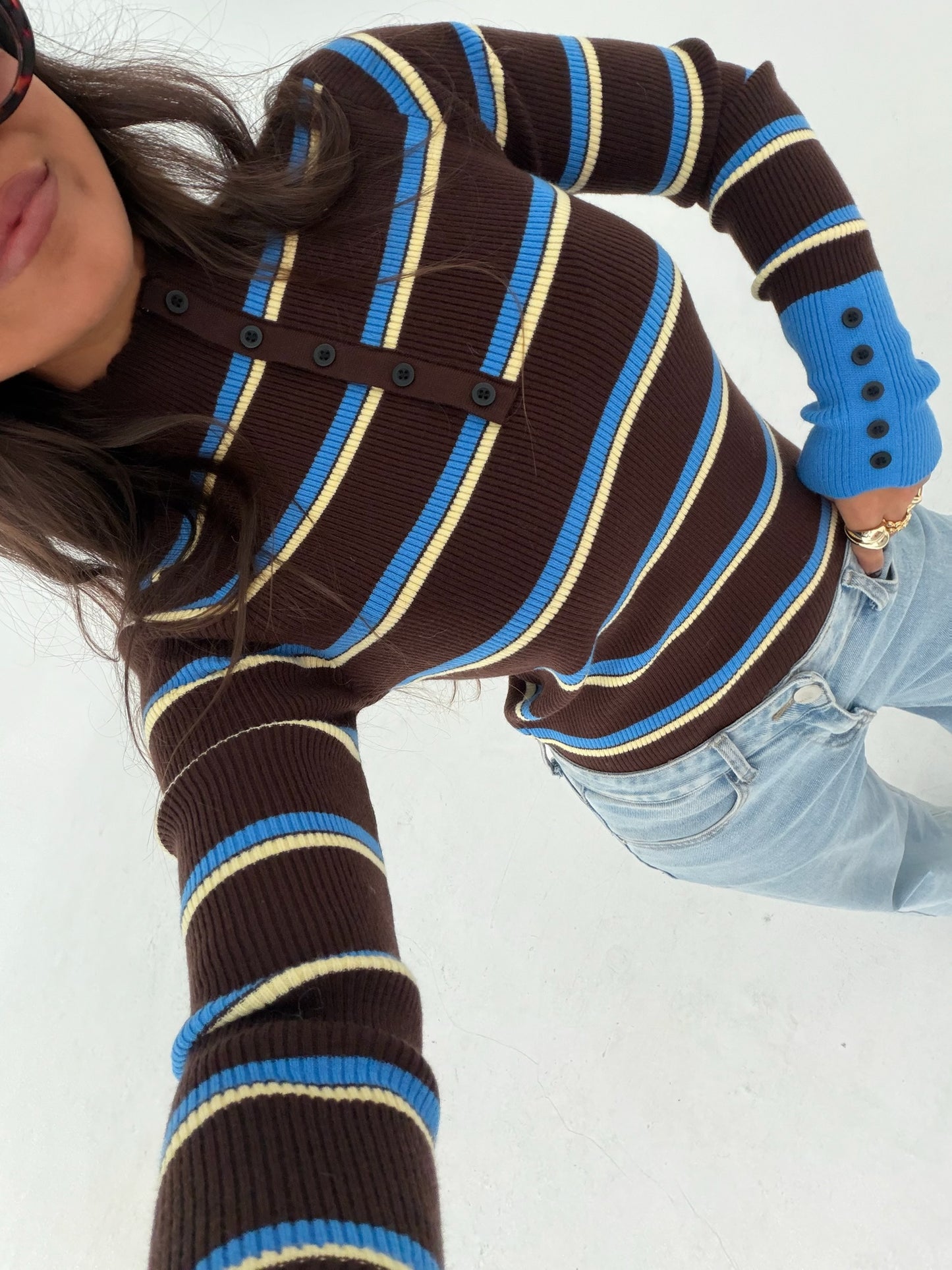 Valeria Sweater with Blue Details