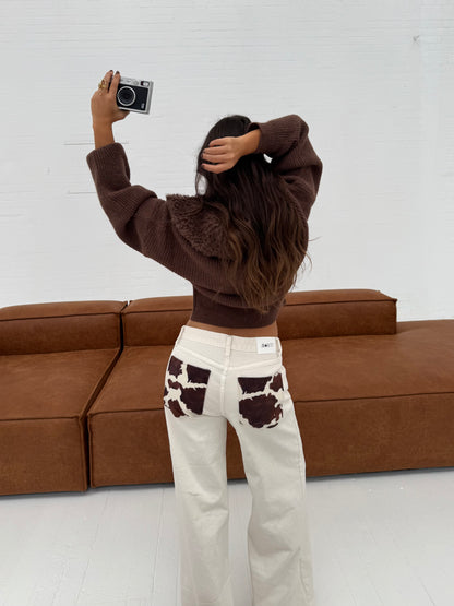 Cow Pants in White - Shipping 28/11