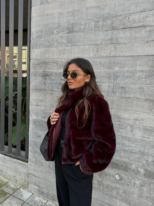 Pre Order Burgundy Fur Jacket - Limited Edition - Shipping/Envio 30/12