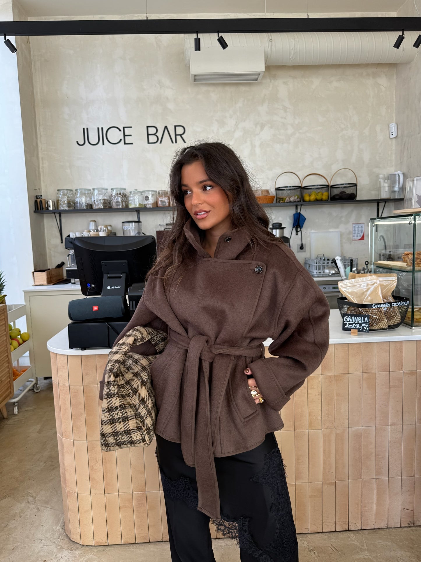 Milano Wool Belted Jacket in Brown - Shipping 15/12 to 19/12