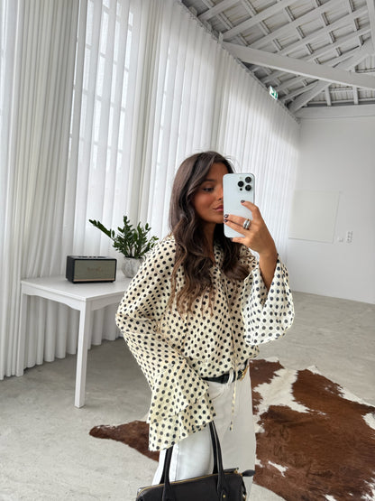 Polka Dot Blouse in White