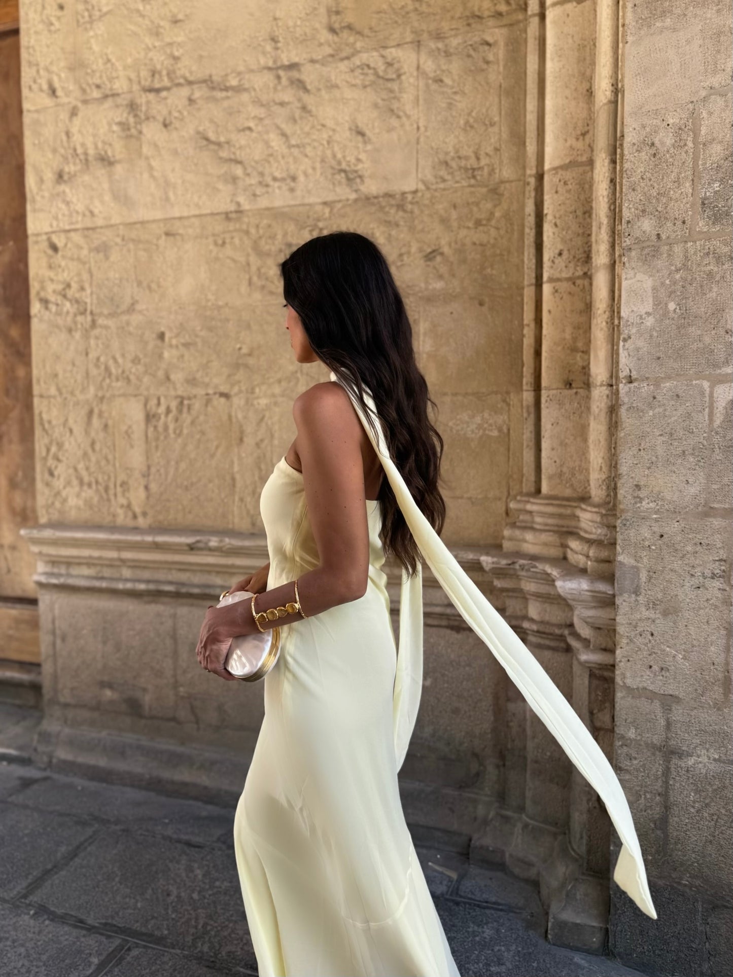 Barcelona Dress in Pastel Yellow