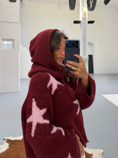 Knit Balaclava in Burgundy