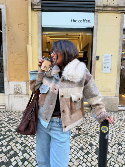 100% Wool Berlin Jacket with Fur Collar