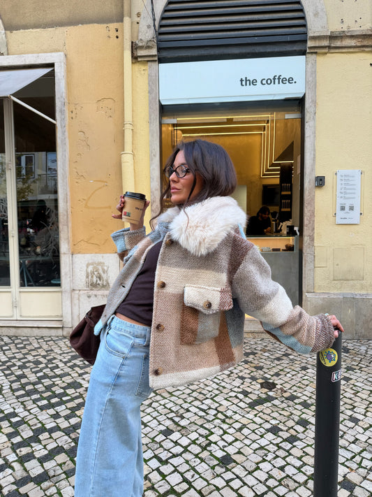 100% Wool Berlin Jacket with Fur Collar