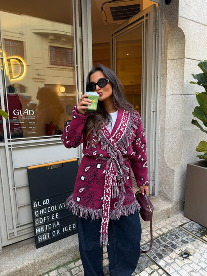 Bandana Long Jacket in Burgundy - Shipping/Envio 20/02