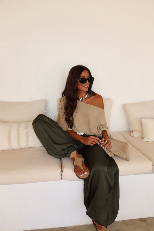 Satin Balloon Pants in Green