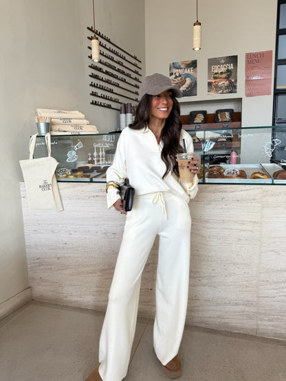 Polo Knit Set in White