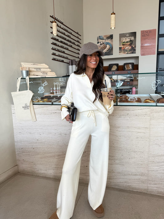 Polo Knit Set in White