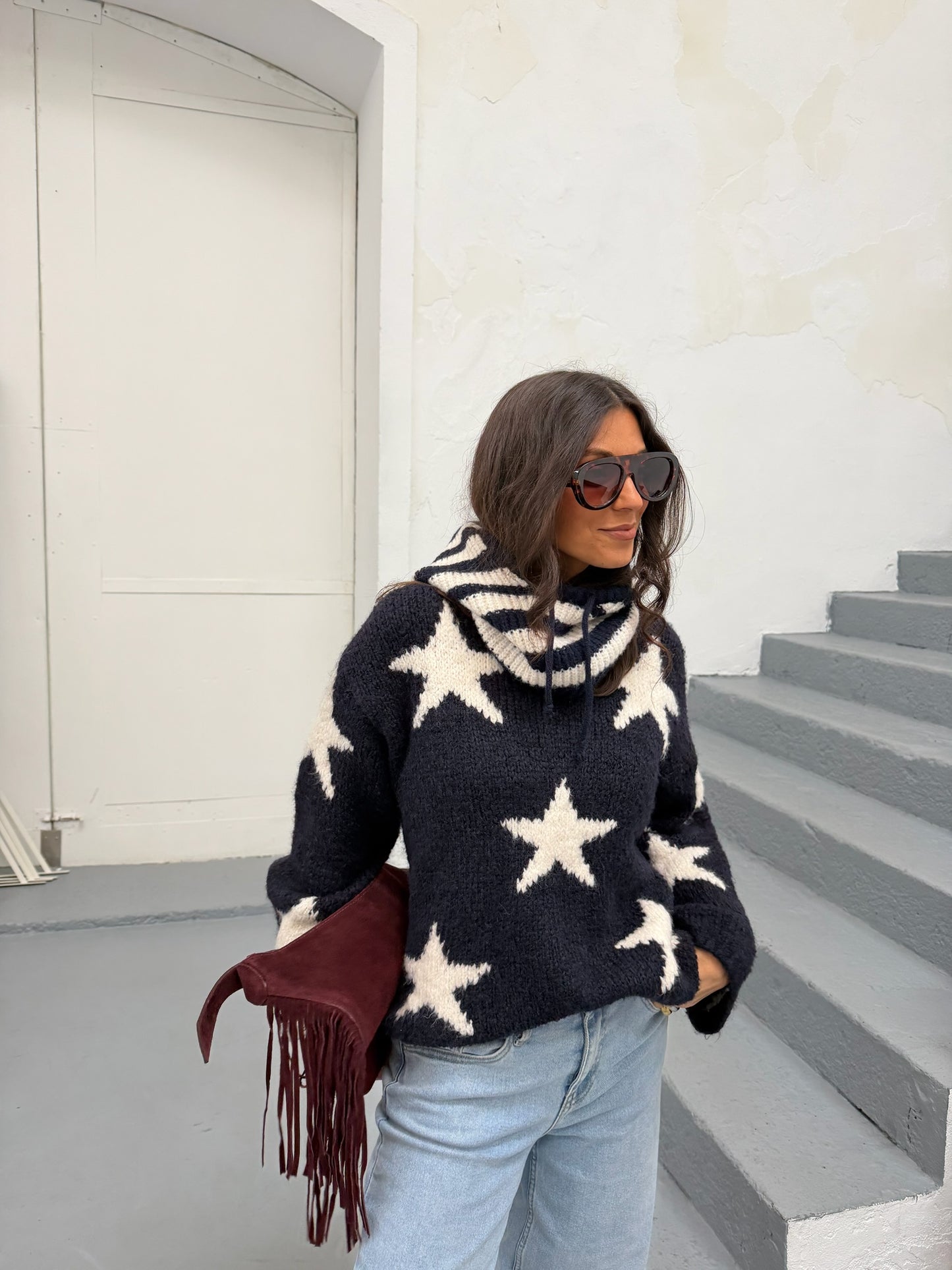 Star Sweater in Navy Blue