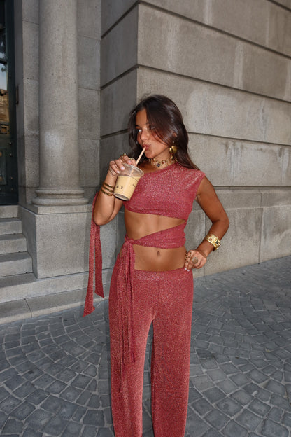 Gaia Pants in Shiny Terracotta - Shipping 05/09