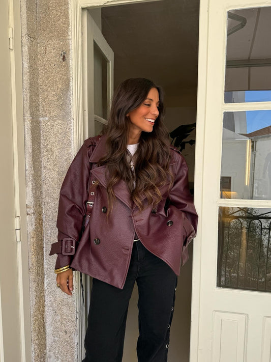 Barcelona Trench Coat in Burgundy