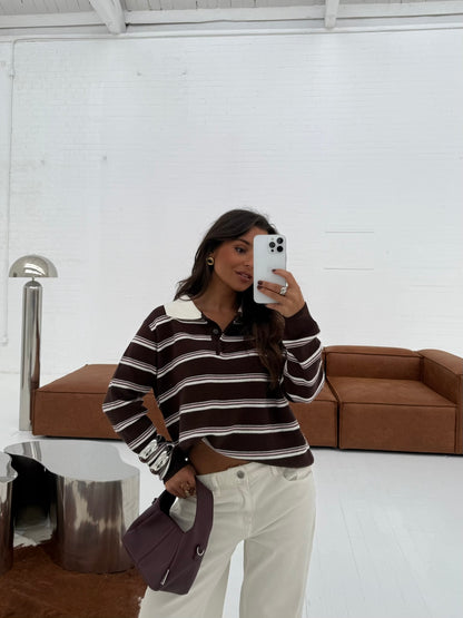 Elena Polo in Brown and Light Pink