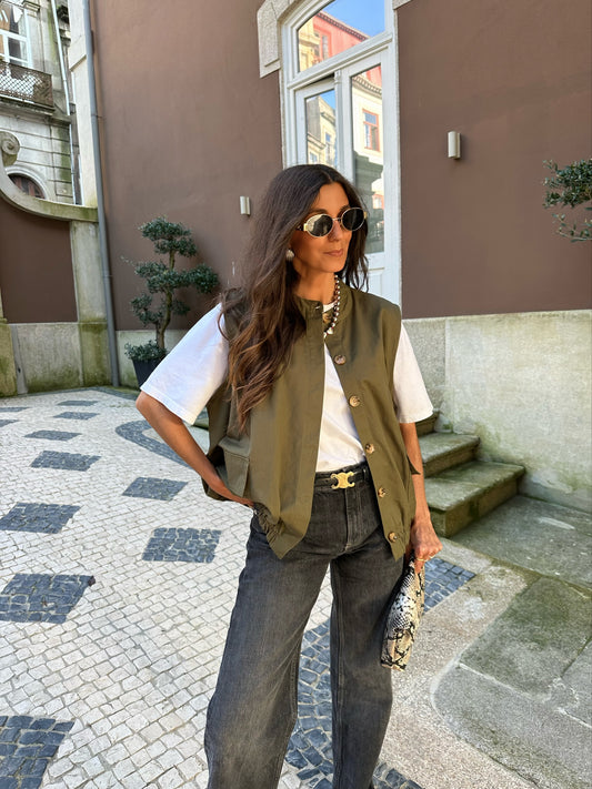 Oversize Olive Vest