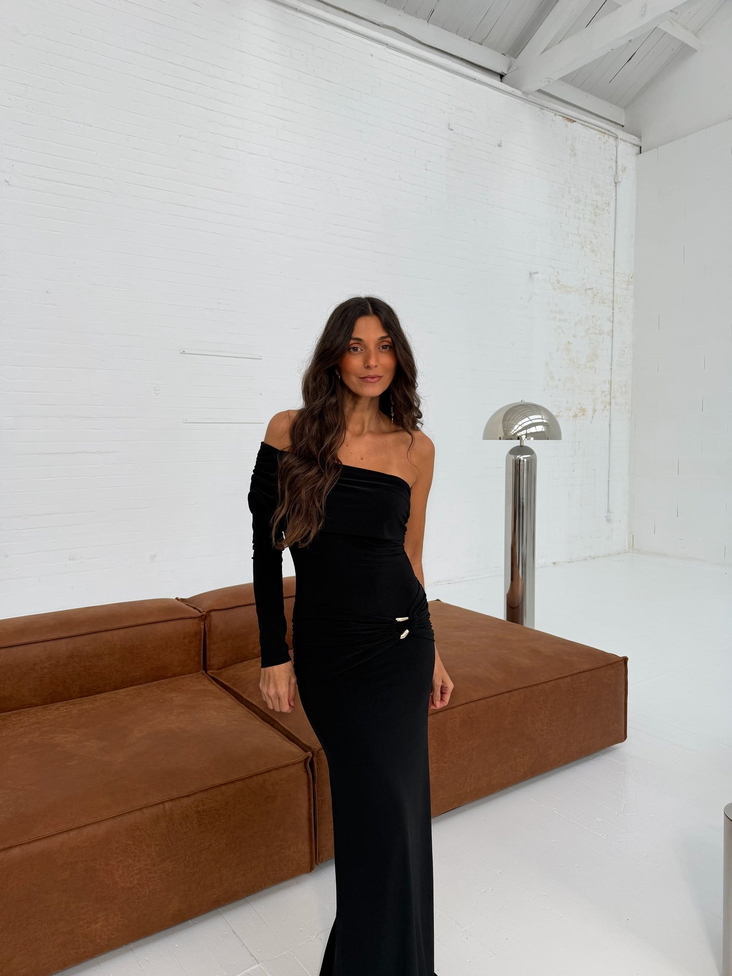 Cammy One Shoulder Dress in Black