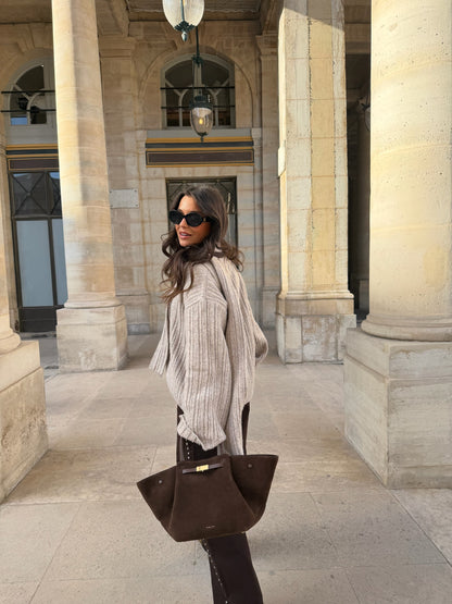 Stockholm Knit Sweater With Scarf In Beige