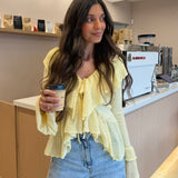 Ruffle Knit Top in Yellow