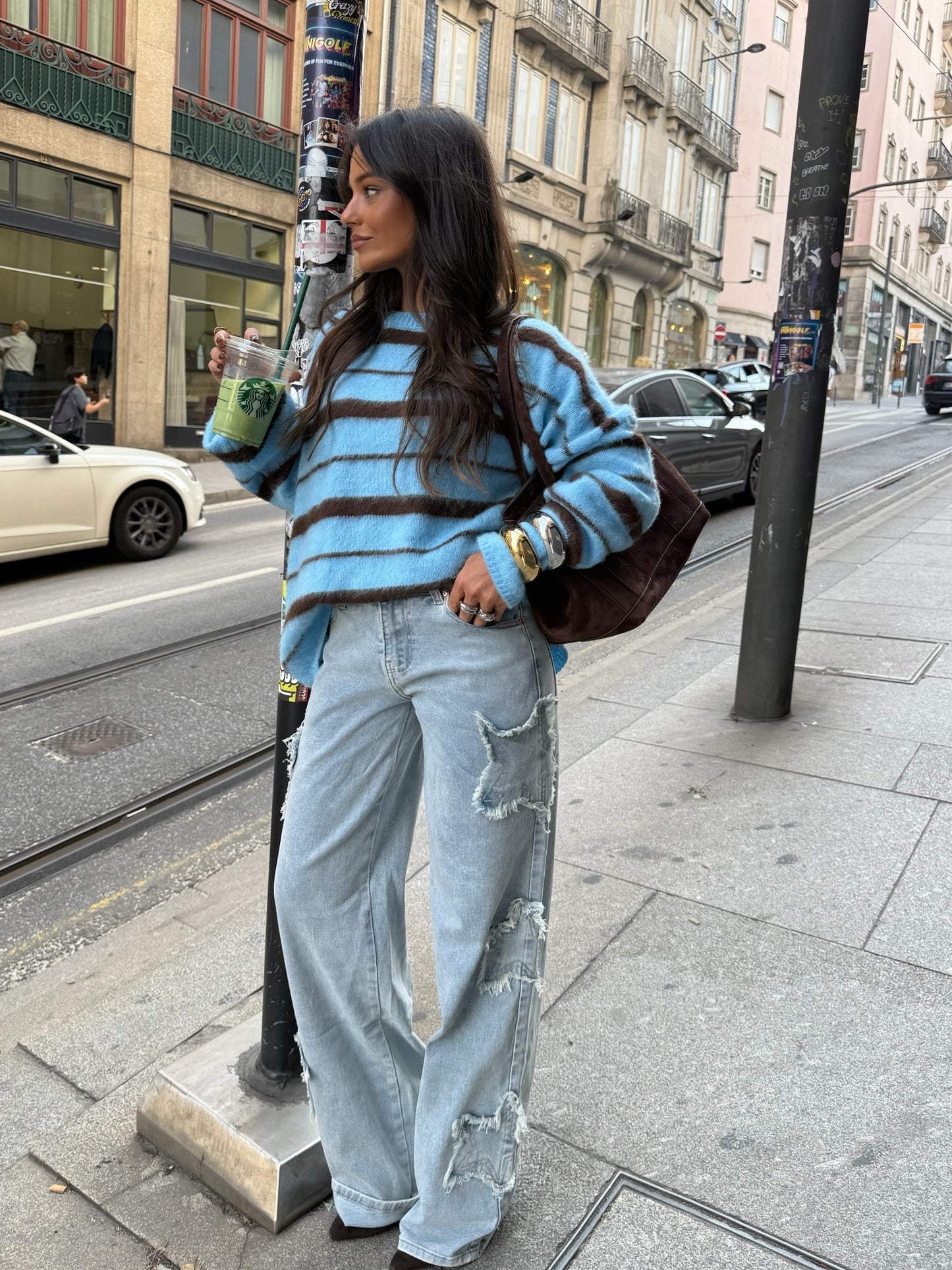 Asymmetric Stars Jeans in Light Denim - Shipping 01/12 to 05/12