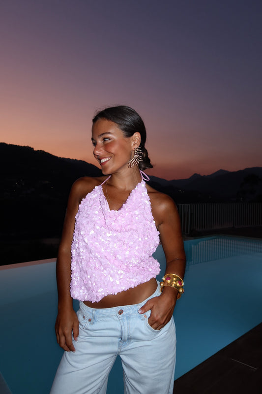 Nina Pink Sequin Top