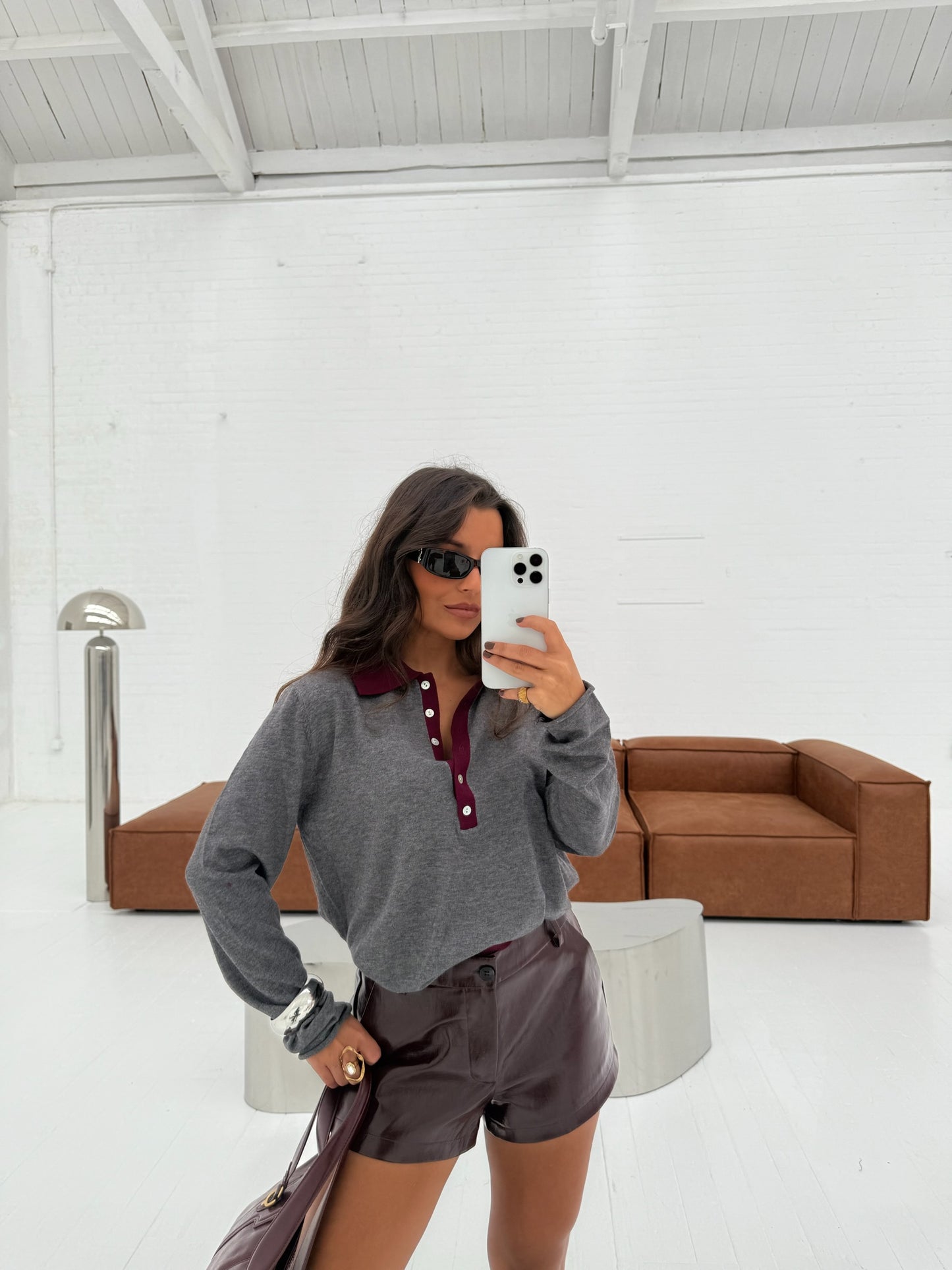 Grey Polo with Burgundy Details - Shipping 01/12 to 05/12