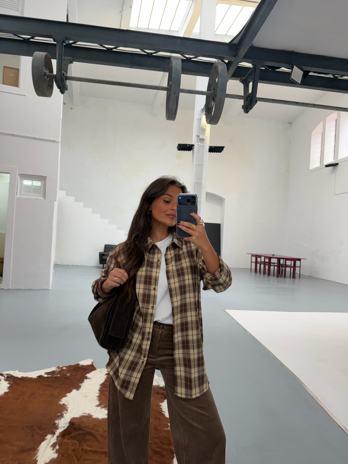 Brown and Beige Plaid Shirt