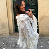 Sheer Ruffle Blouse in Cream