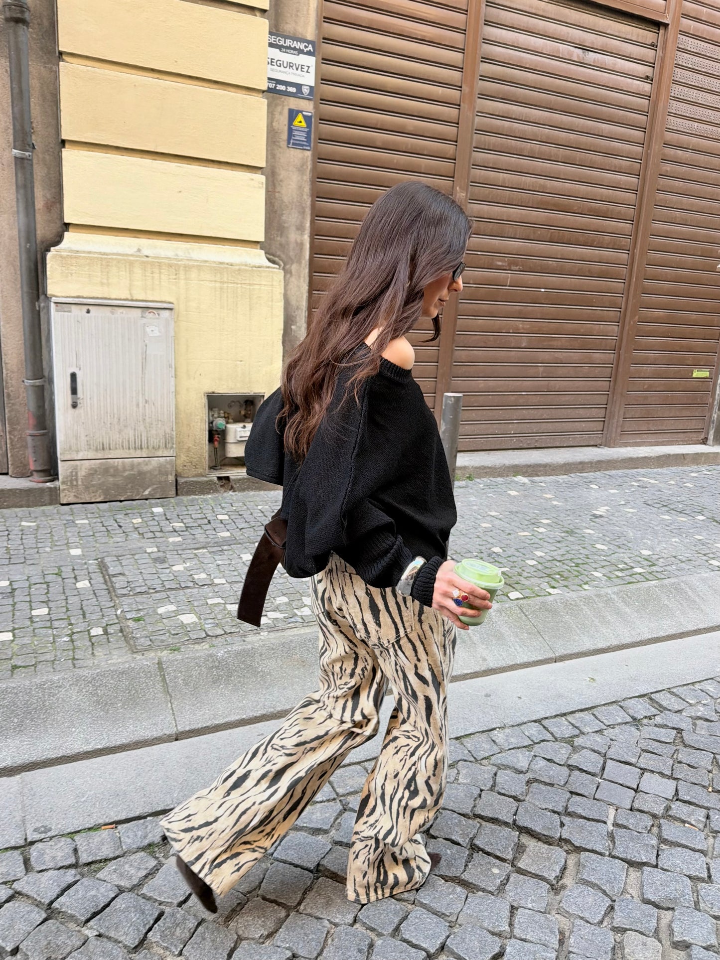 Zebra Print Wide Leg Pants
