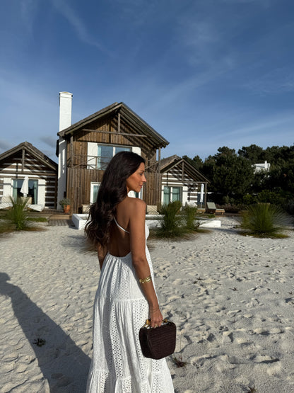 Zakynthos Embroidered Dress in White