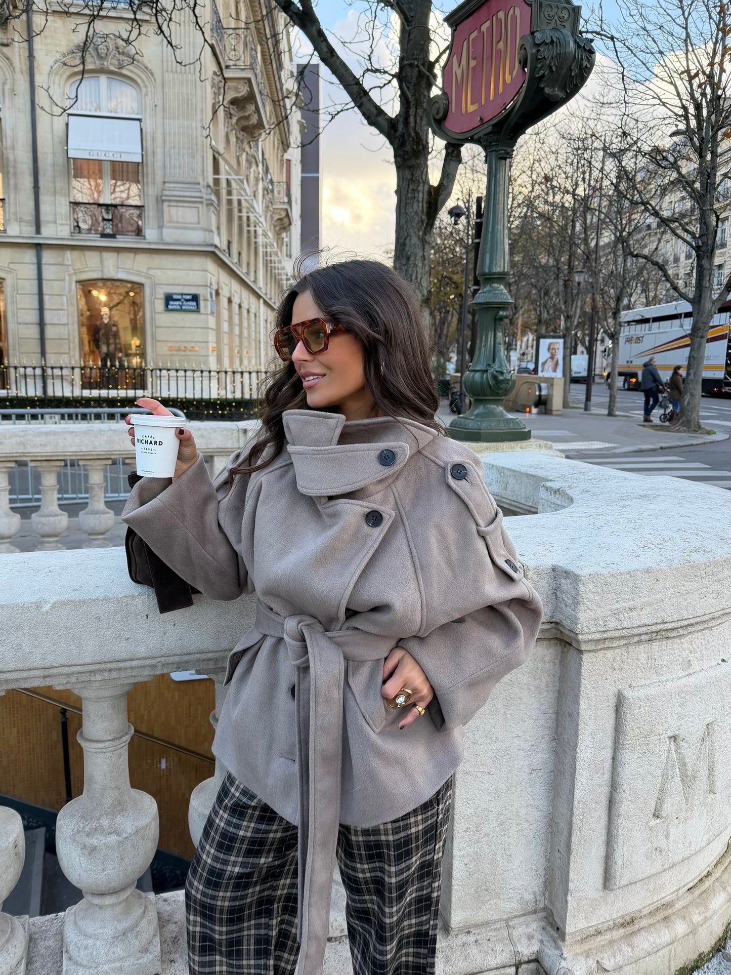 Florence Belted High-Neck Coat