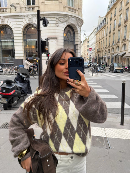 Orly Sweater in Yellow and Taupe - Shipping 08/12 to 12/12