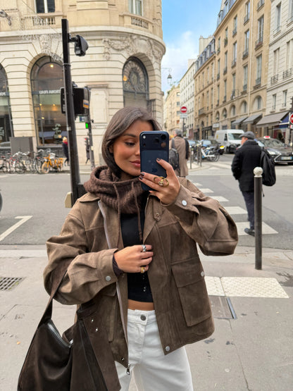 Suede Jacket in Light Brown