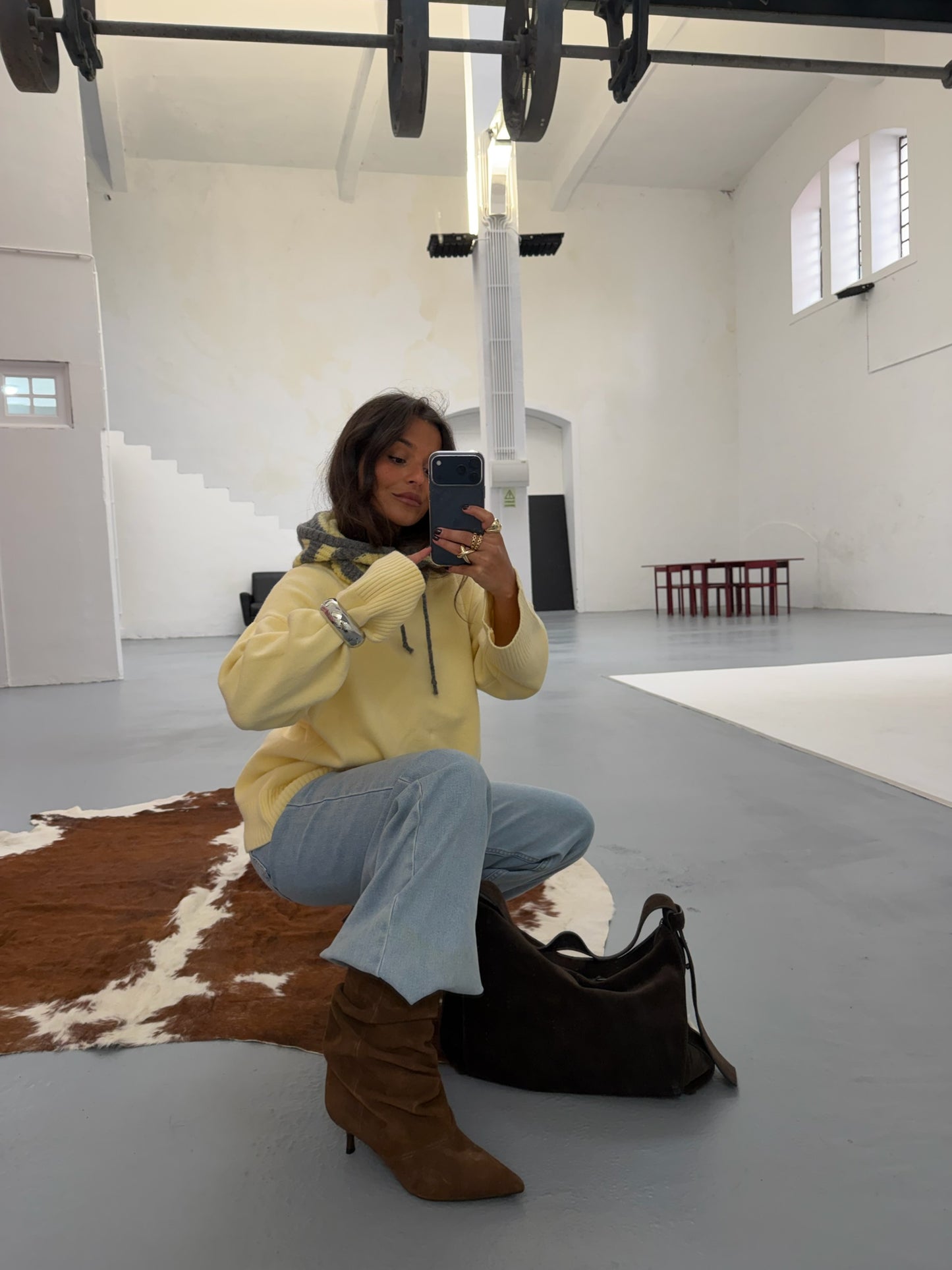 Striped Knit Balaclava in Yellow