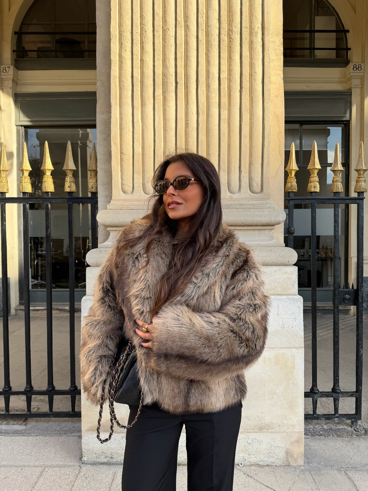 Camille Fur Jacket in Camel and Brown - Shipping 01/12 to 05/12